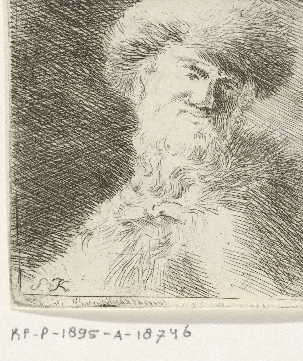 Portret van een onbekende man met bontmuts door Simon Klapmuts
