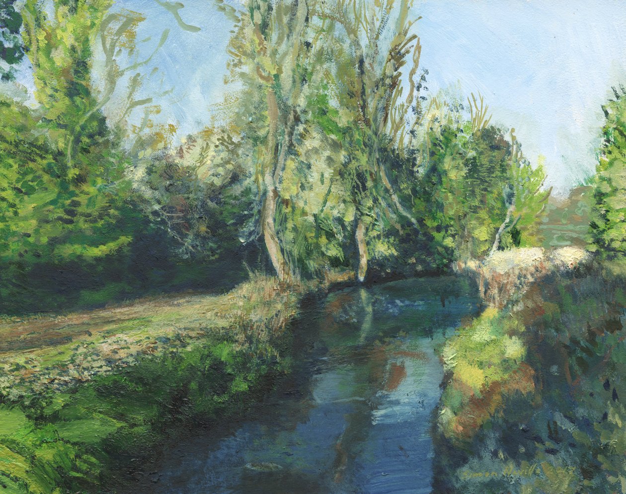 Latchmere Brook, Ham Common (olieverf op paneel) door Simon Neville