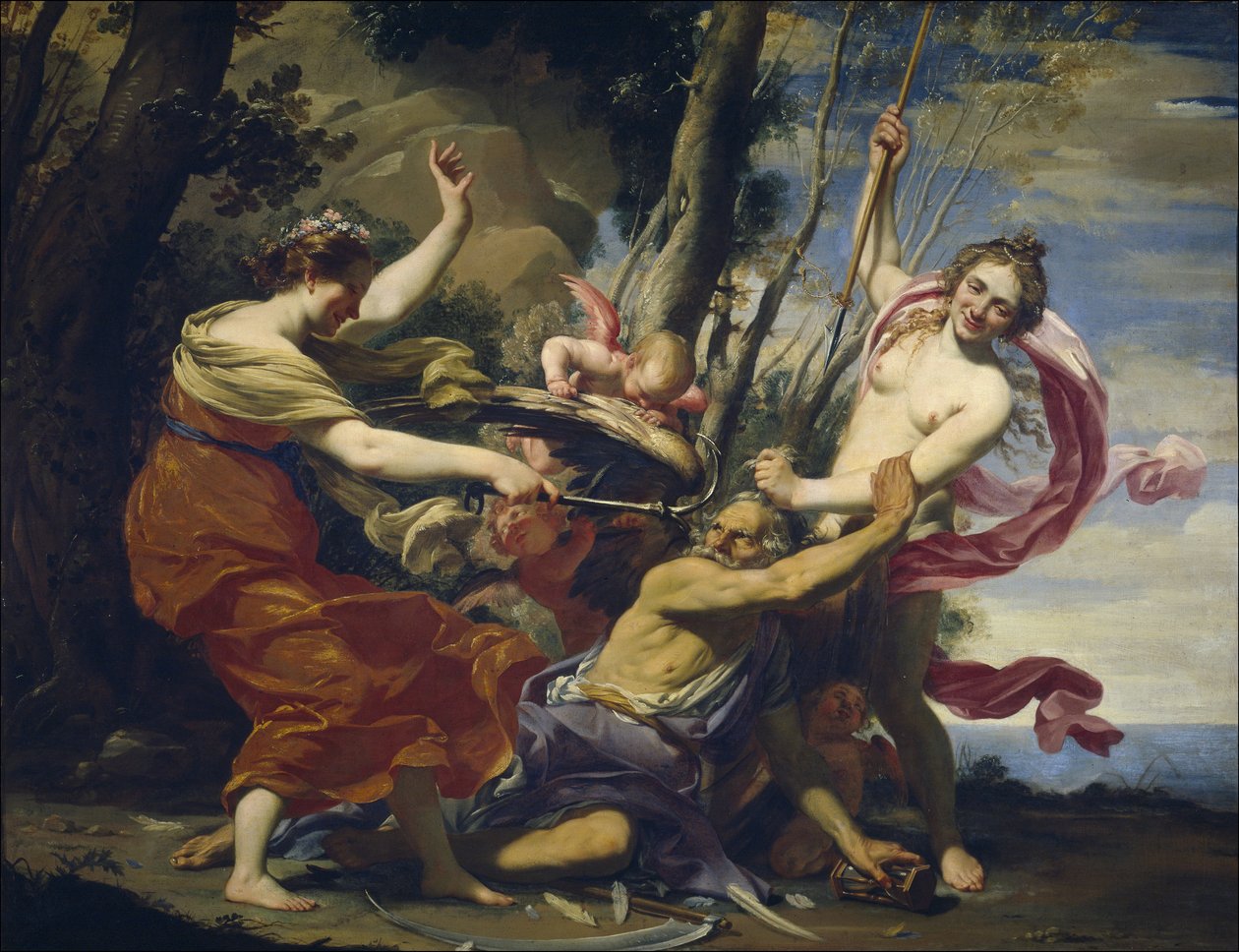Vader Tijd Overwonnen door Liefde, Hoop en Schoonheid door Simon Vouet