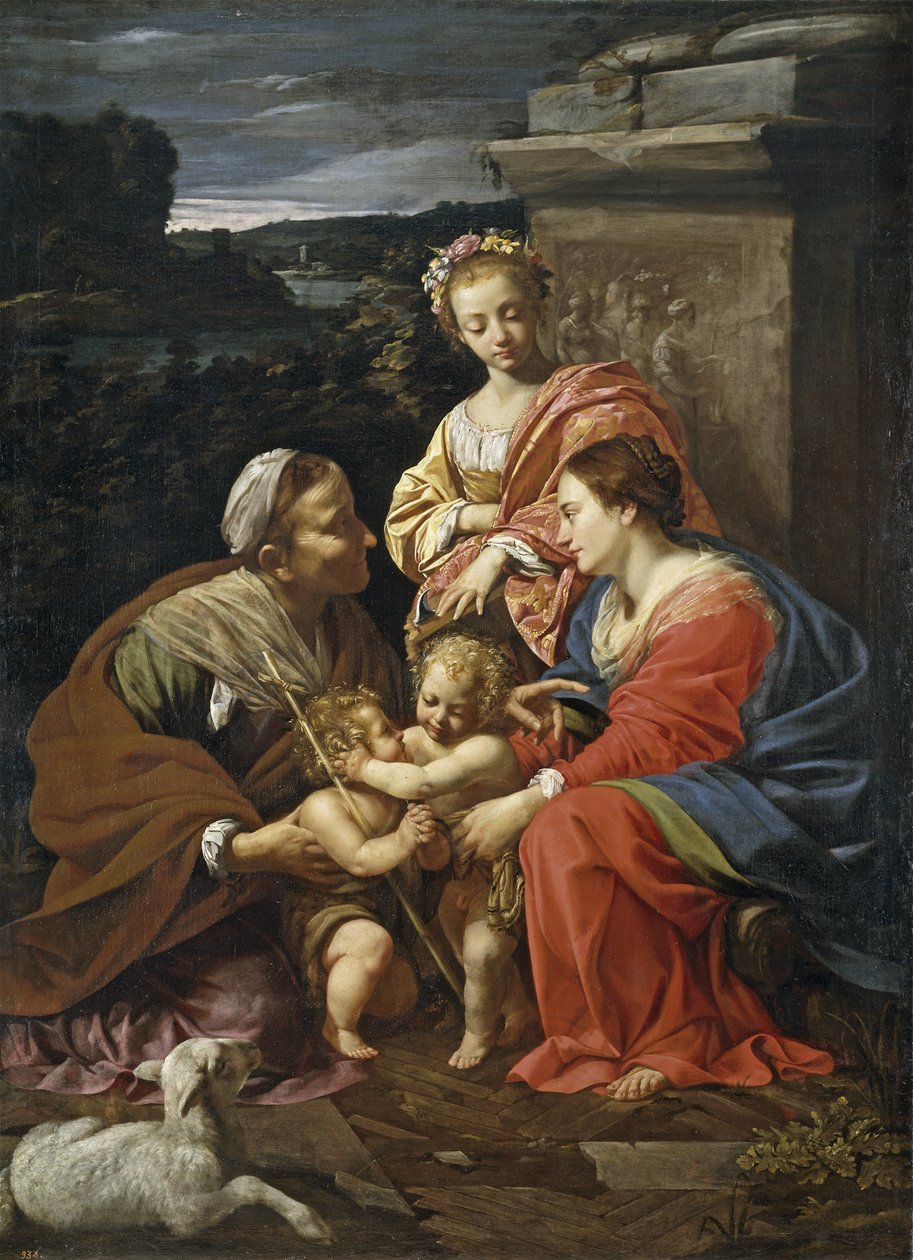 Maagd en kind met Johannes de Doper als jongen, Sint Elisabeth en Sint Catharina door Simon Vouet