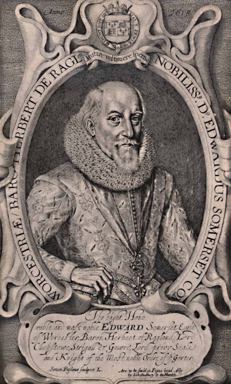 Edward Somerset, 4e Graaf van Worcester, Engelse hoveling, ca. 1618 1894 door Simon de Passe