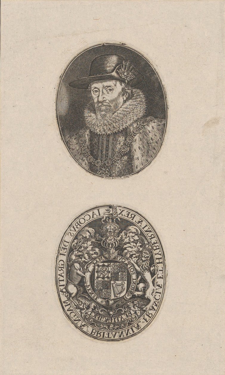 James I, Koning van Engeland, ca. 1616 door Simon de Passe