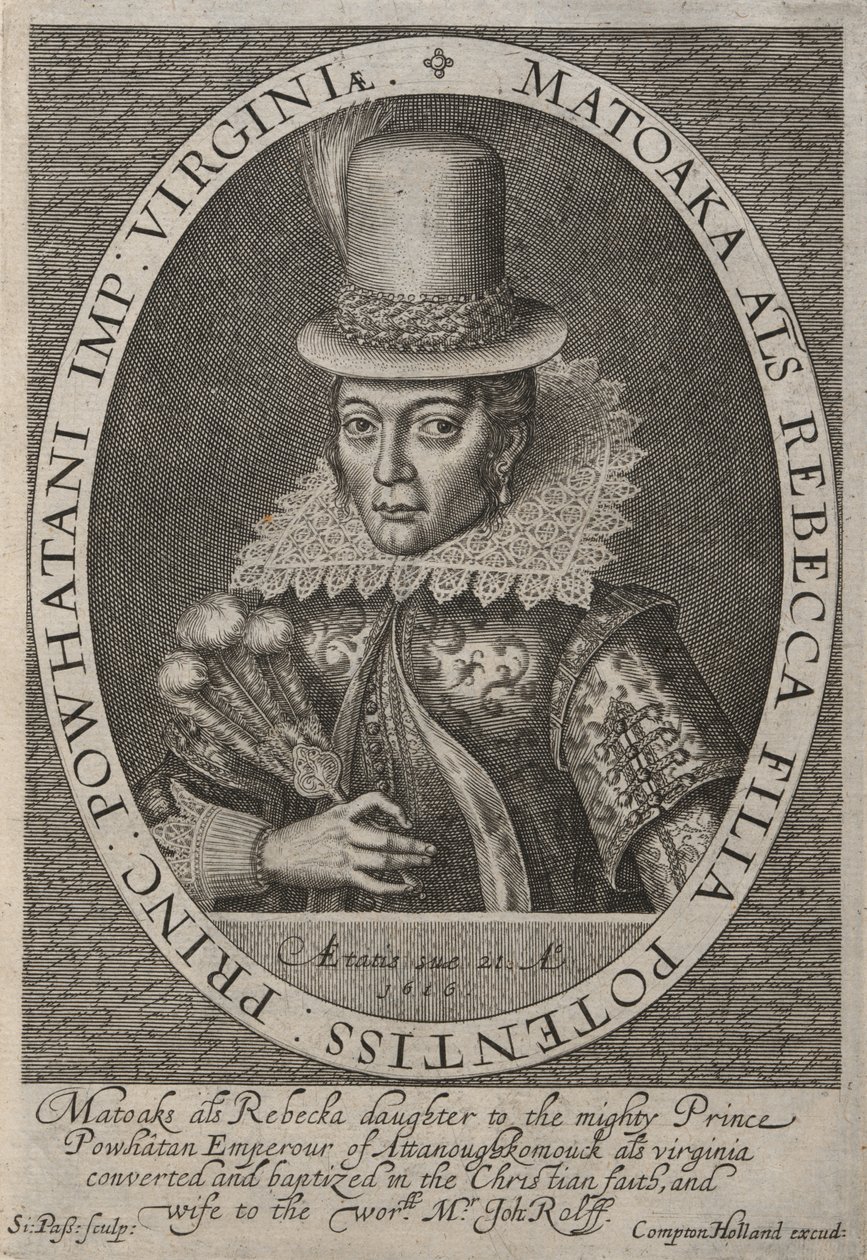 Pocahontas (ca. 1595-1617) door Simon de Passe