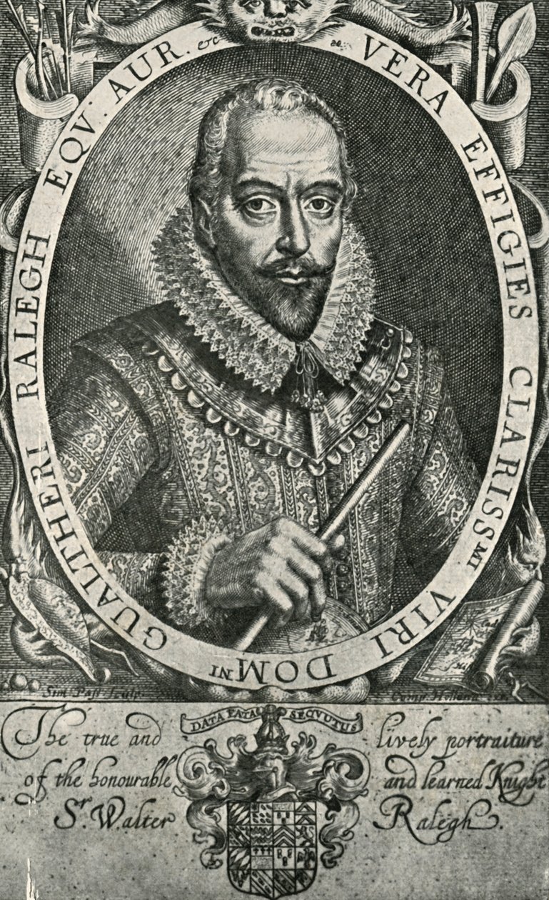 Sir Walter Raleigh, 1906 door Simon de Passe