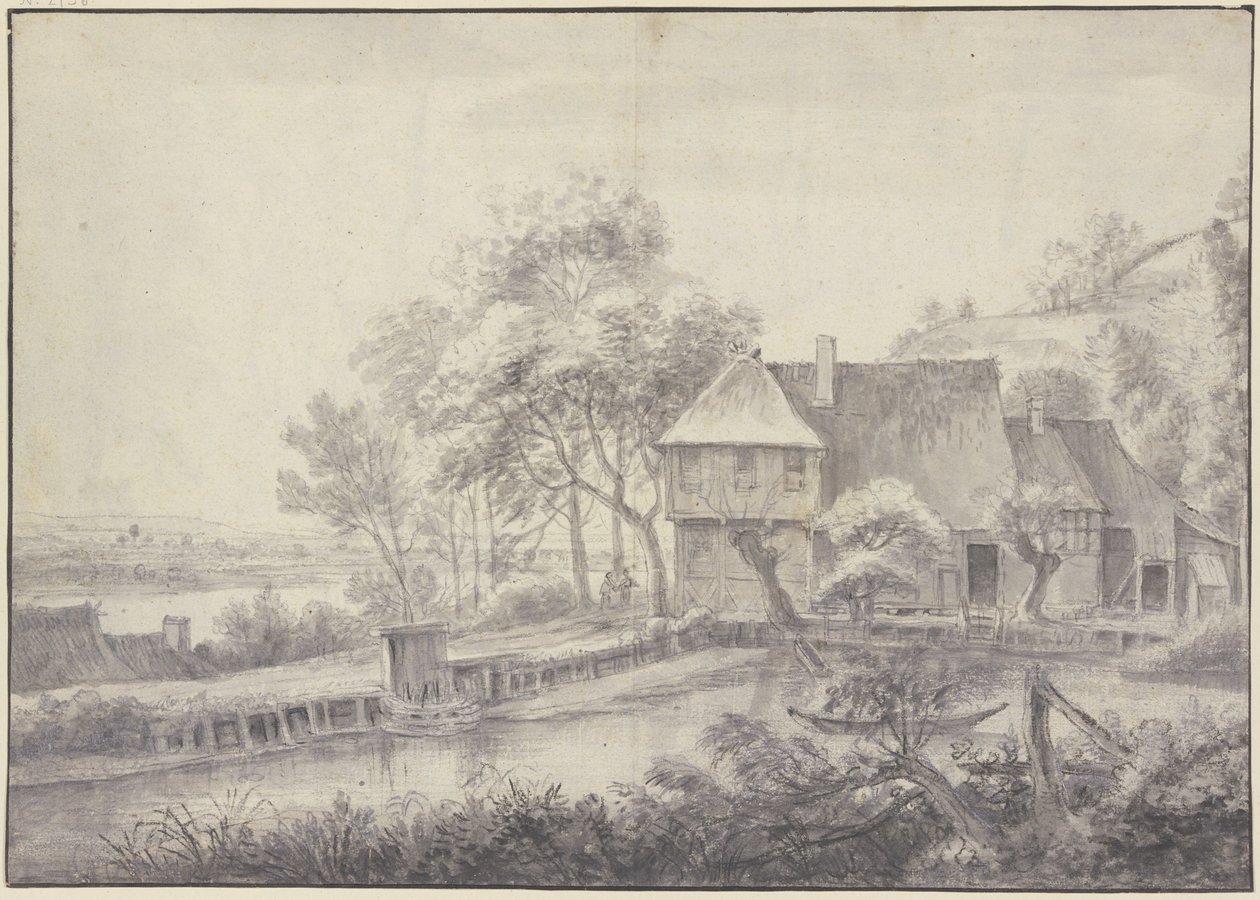 Boerderij aan een kanaal door Simon de Vlieger