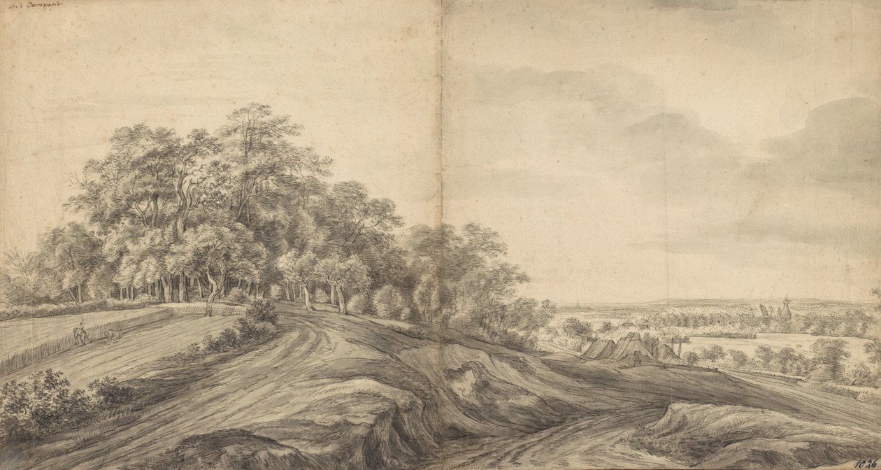 Panorama van Boersberg met kasteel Doorwerth in de verte door Simon de Vlieger