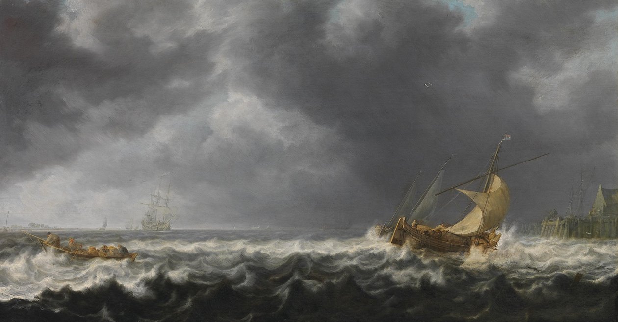 Stormachtige zee door Simon de Vlieger
