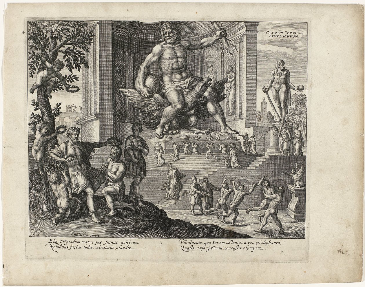 Het beeld van Jupiter in Olympia (De zeven wereldwonderen) door Simon van de Passe