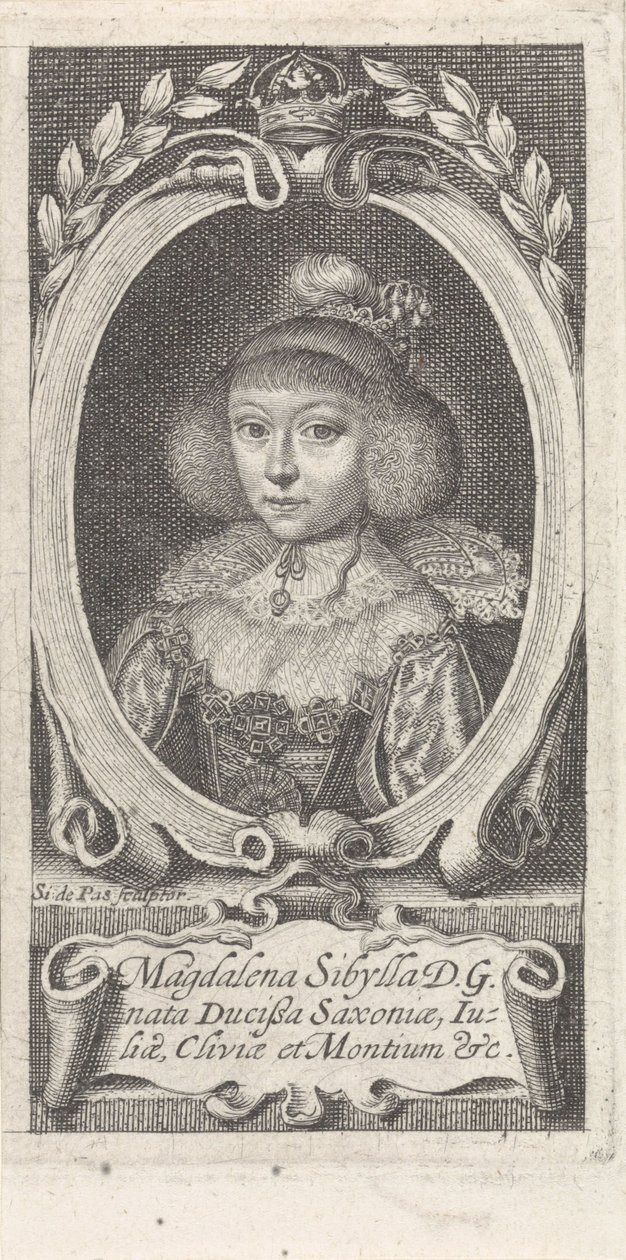 Prinses Magdalene Sibylle van Saksen 1617-1668, Hertogin van Saksen-Altenburg, c. 1647-1648 door Simon van de Passe