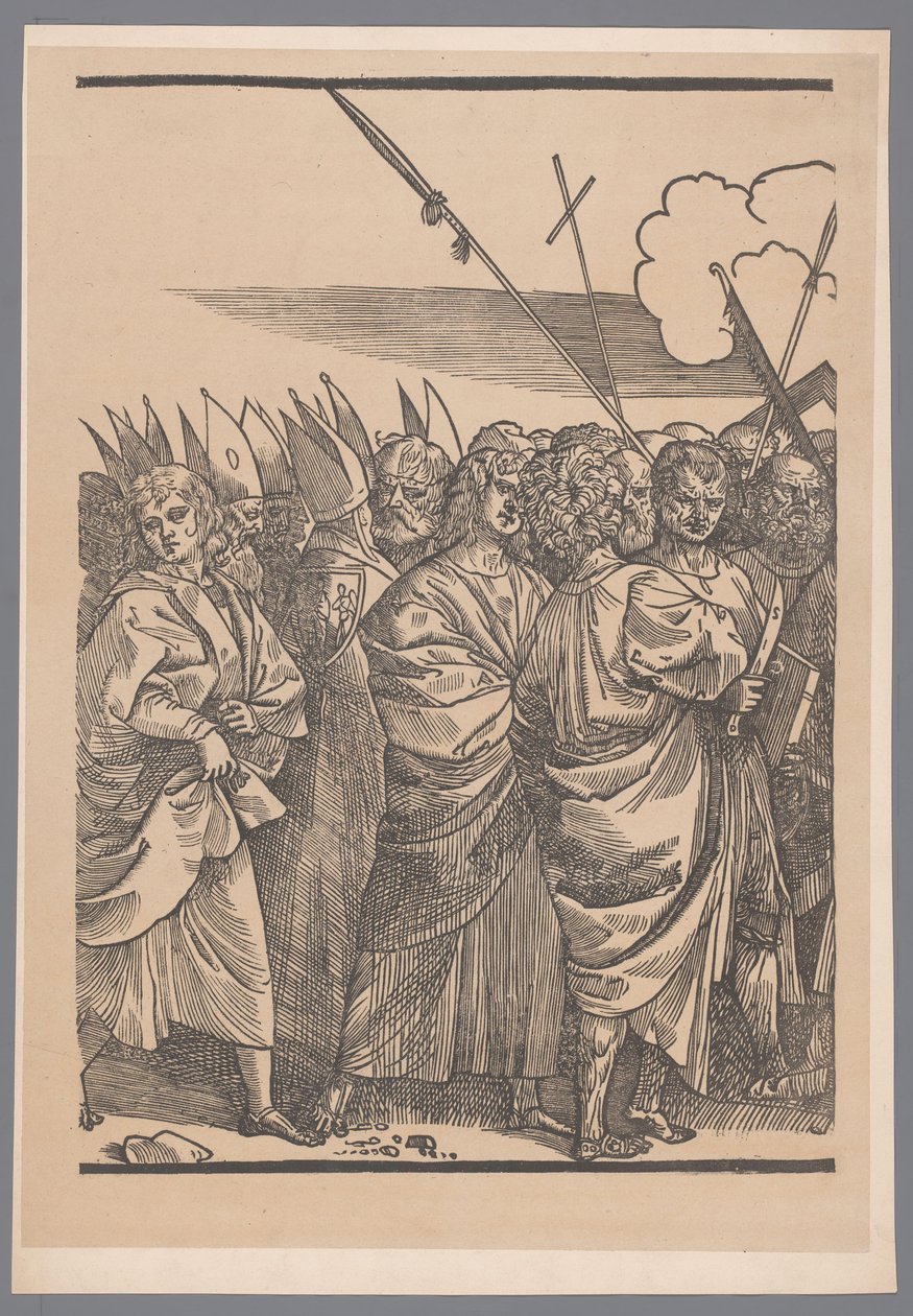 Reproductie van het derde deel van de prentreeks De Triomf van Christus naar Joos Lambrecht door Simonau and Toovey