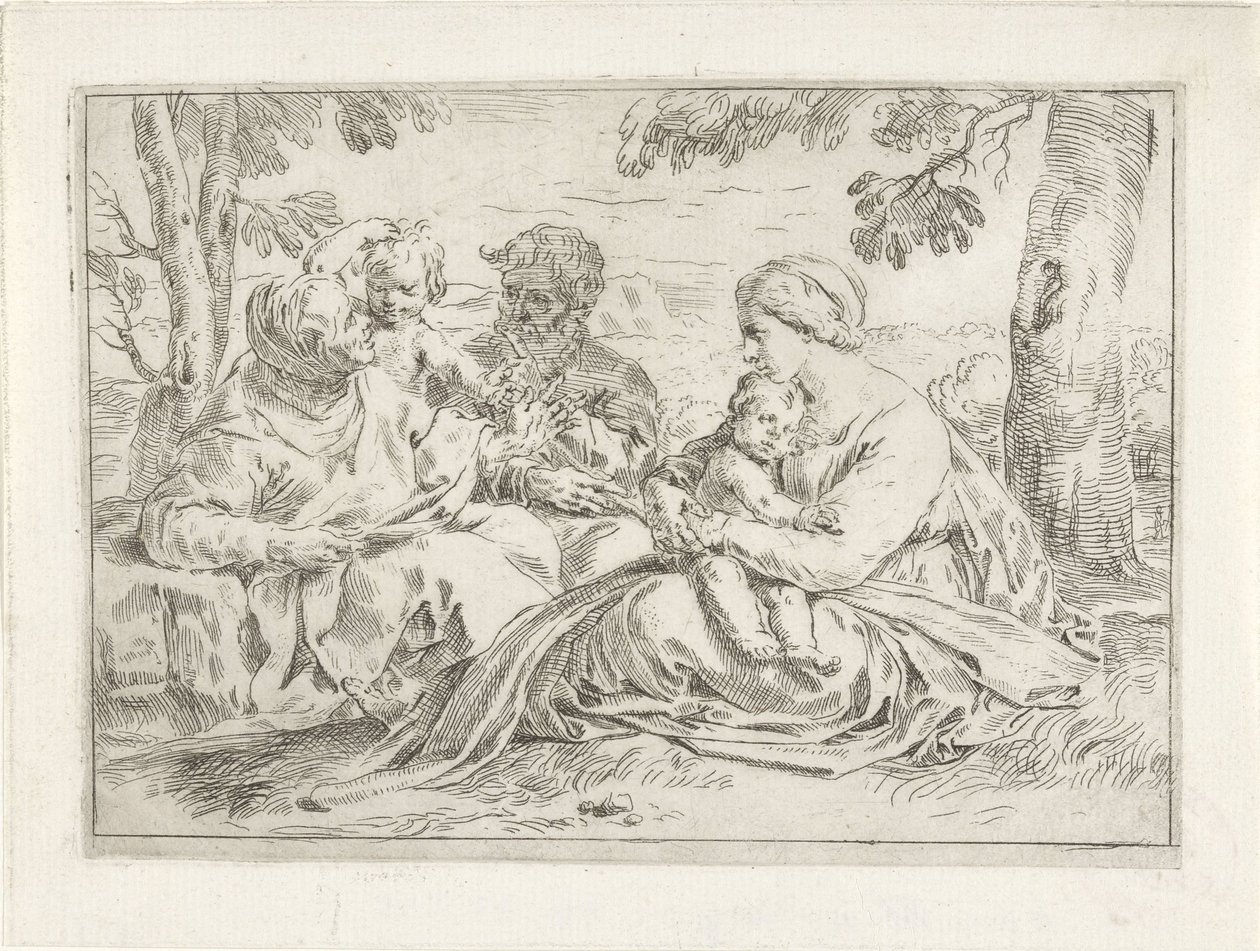 Heilige Familie met Elisabet en de jonge Johannes de Doper door Simone Cantarini