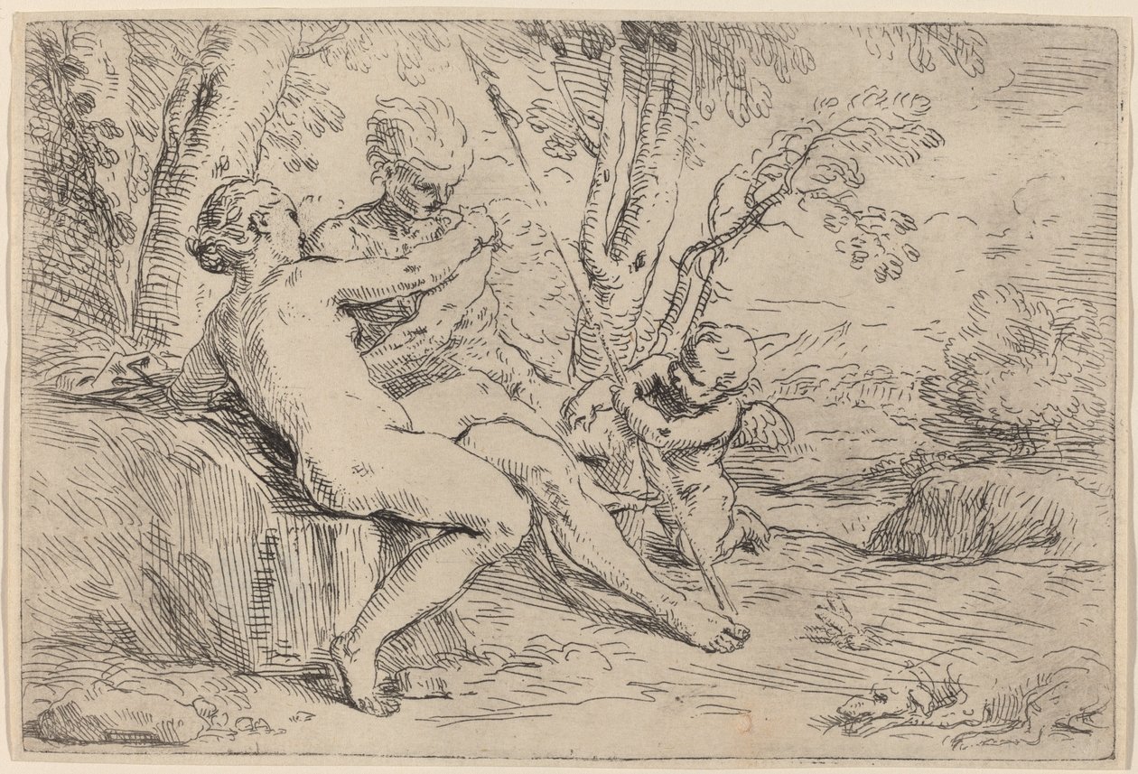 Venus en Adonis door Simone Cantarini
