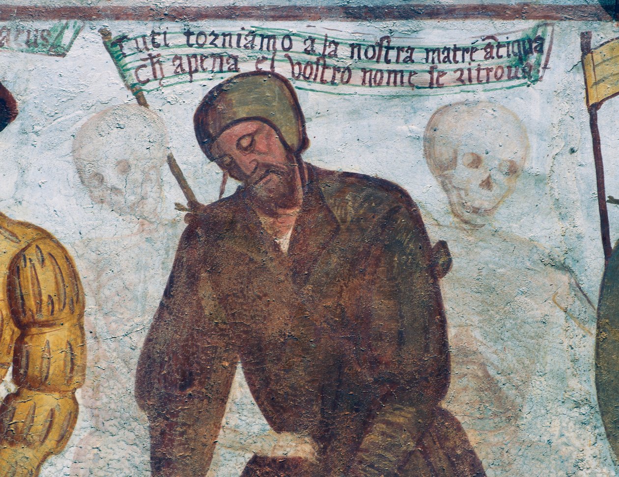De dood met de kreupele man (detail) door Simone II Baschenis