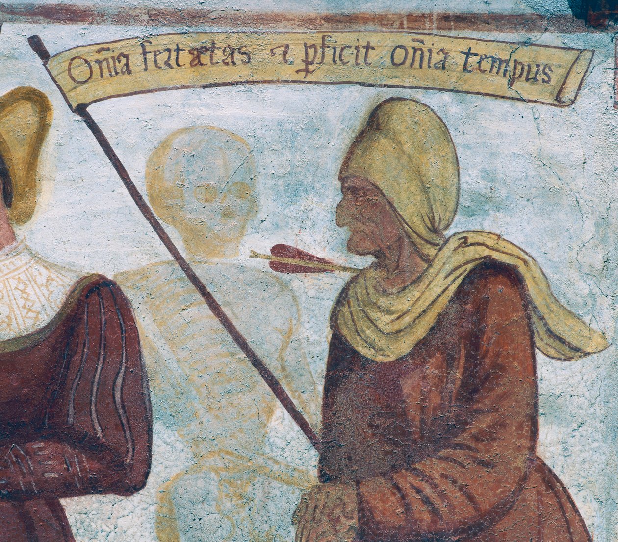 Dood met de oude vrouw (detail) door Simone II Baschenis