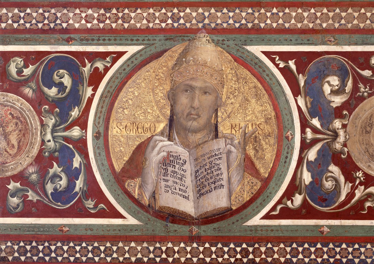 Maesta: Sint-Gregorius (detail) door Simone Martini