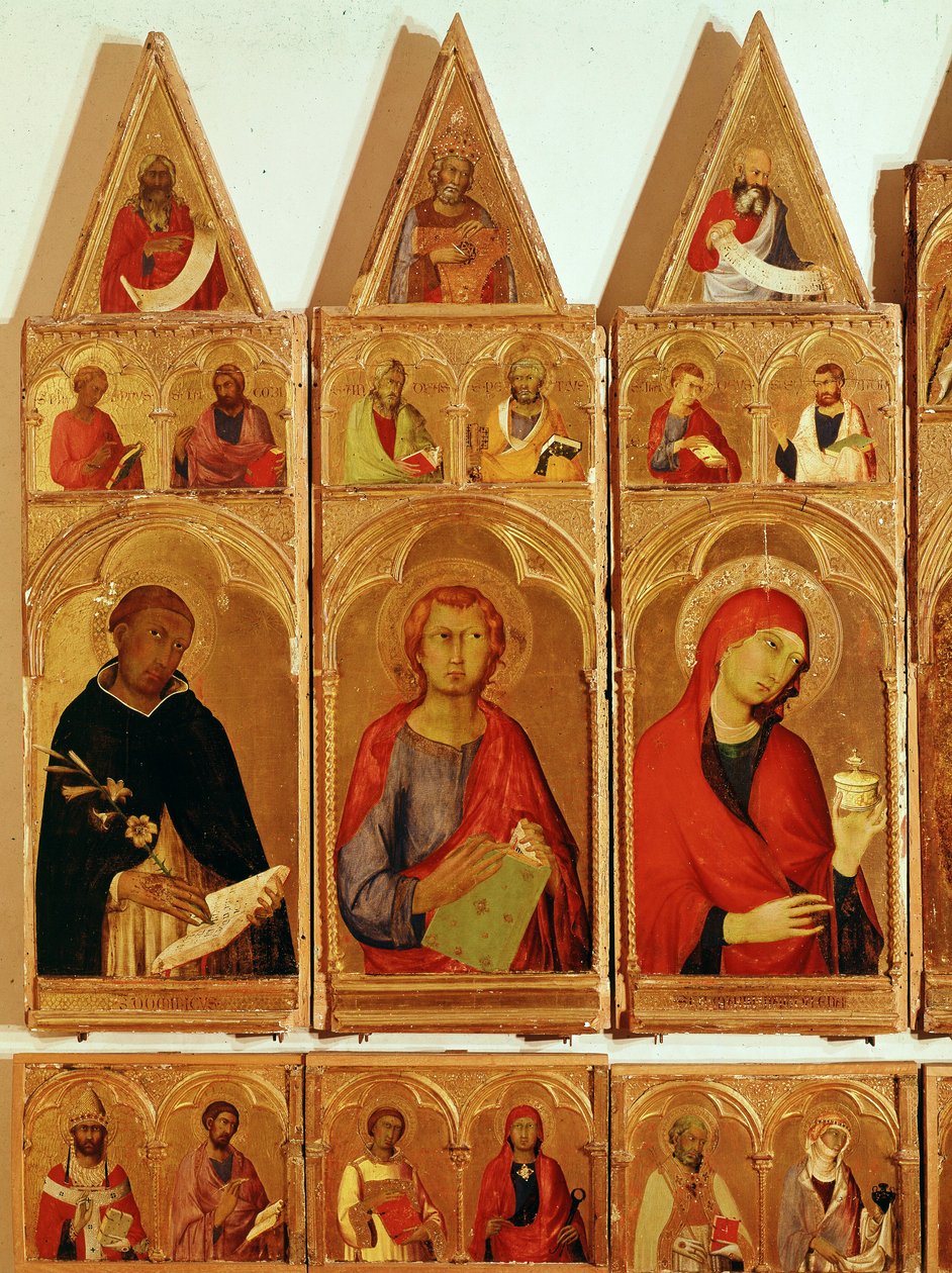 Sint Dominicus, Sint Johannes Evangelist, Sint Maria Magdalena (detail) door Simone Martini