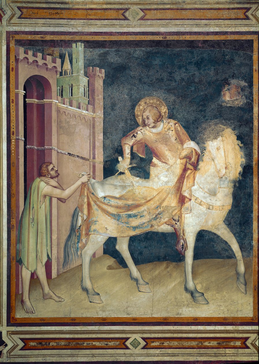 Sint Maarten deelt zijn mantel met een bedelaar door Simone Martini