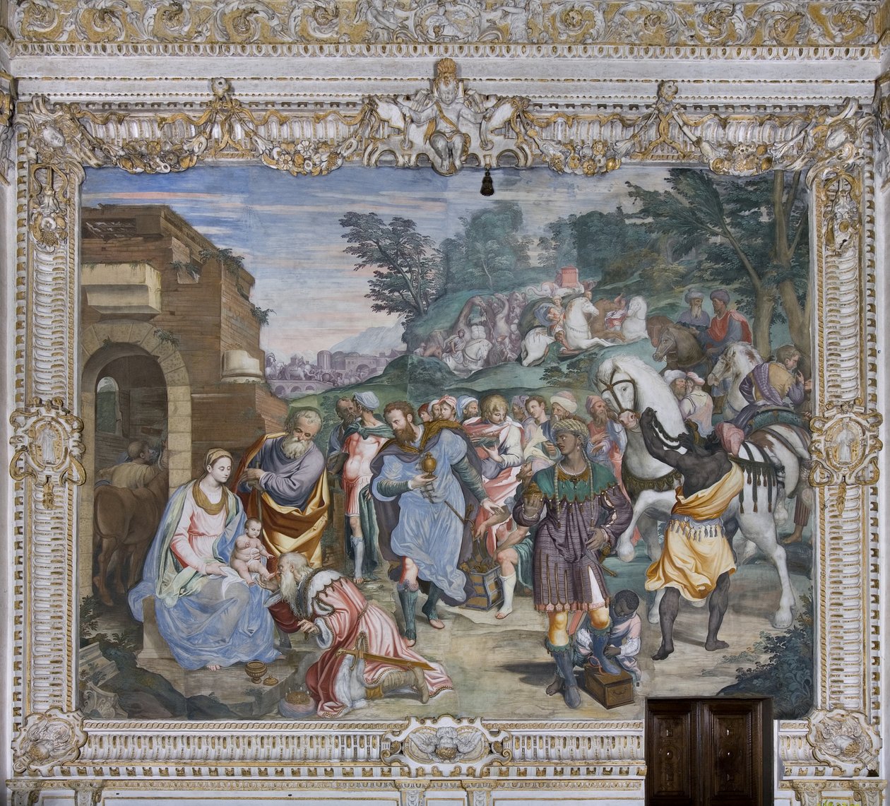 Aanbidding der Wijzen, Presbyterium, 1578-82 door Simone Veneziano Peterzano