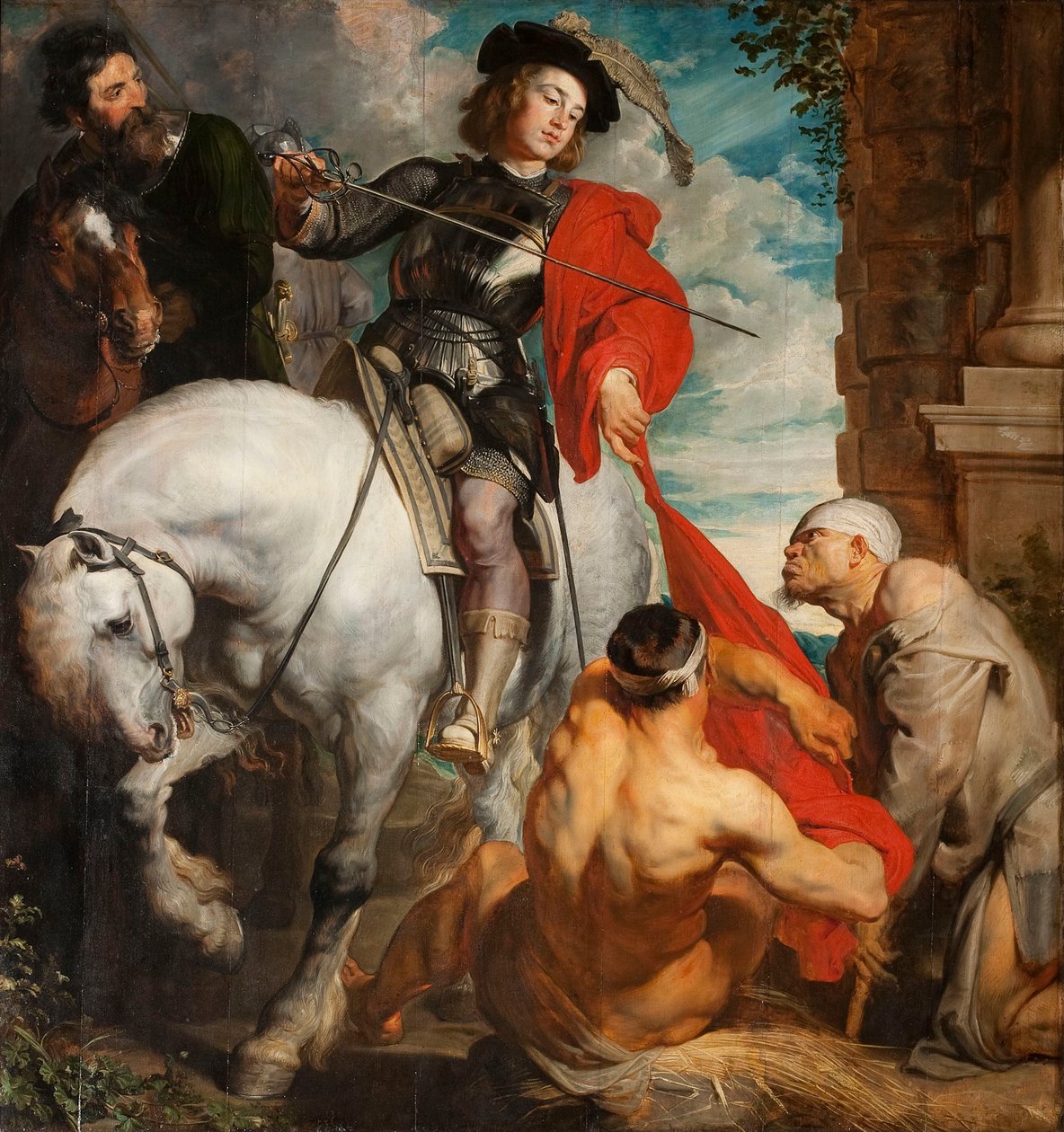 Sint Martinus deelt zijn mantel, 1625 door Sir Anthony van Dyck