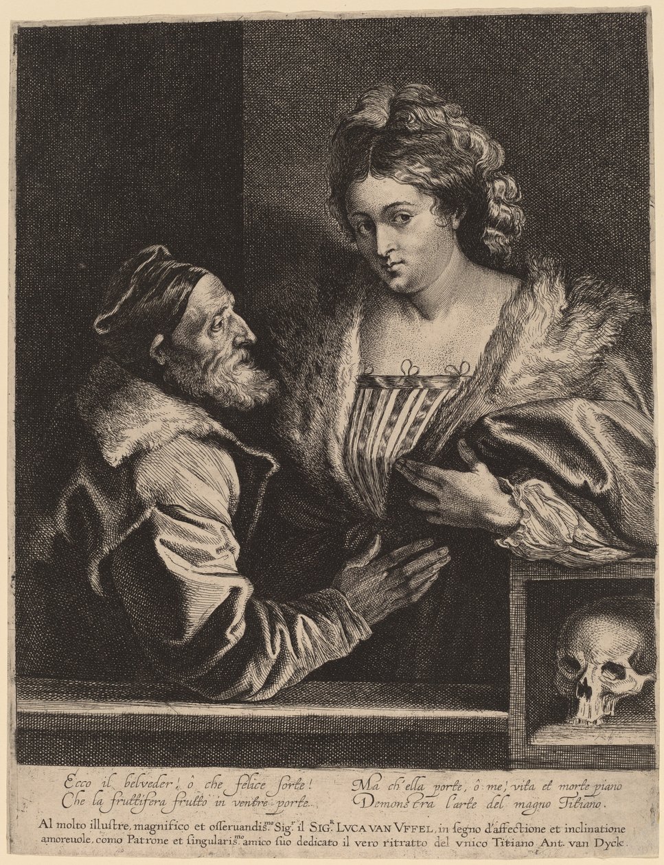 Titiaan en zijn minnares door Sir Anthony van Dyck and Lucas Emil Vorsterman after Titian