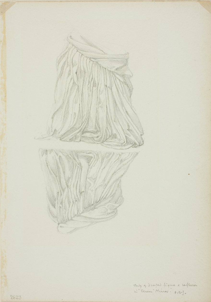 Gedrapeerd figuur en reflectie, studie voor Spiegel van Venus door Sir Edward Burne Jones