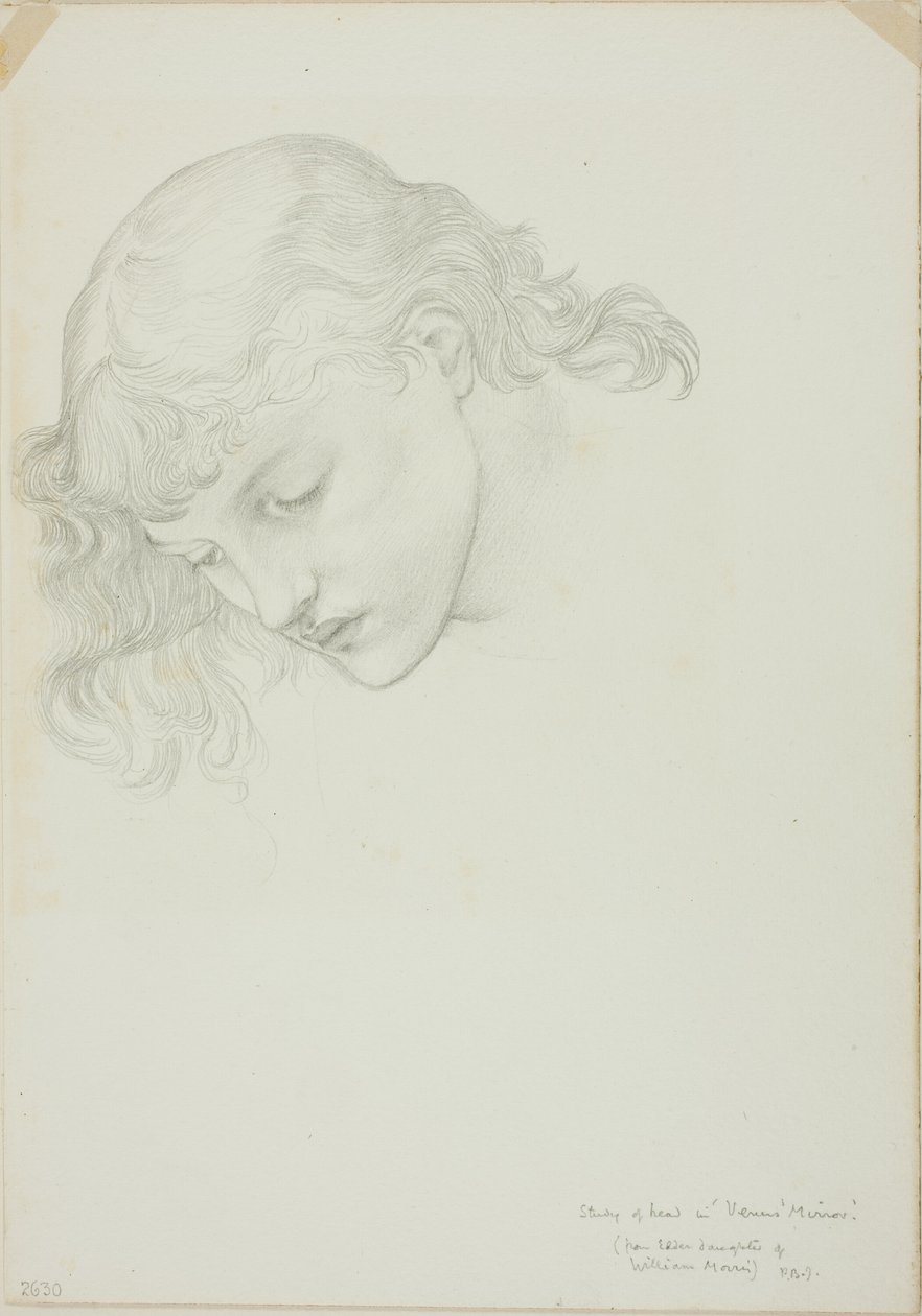 Hoofd, studie voor Spiegel van Venus door Sir Edward Burne Jones