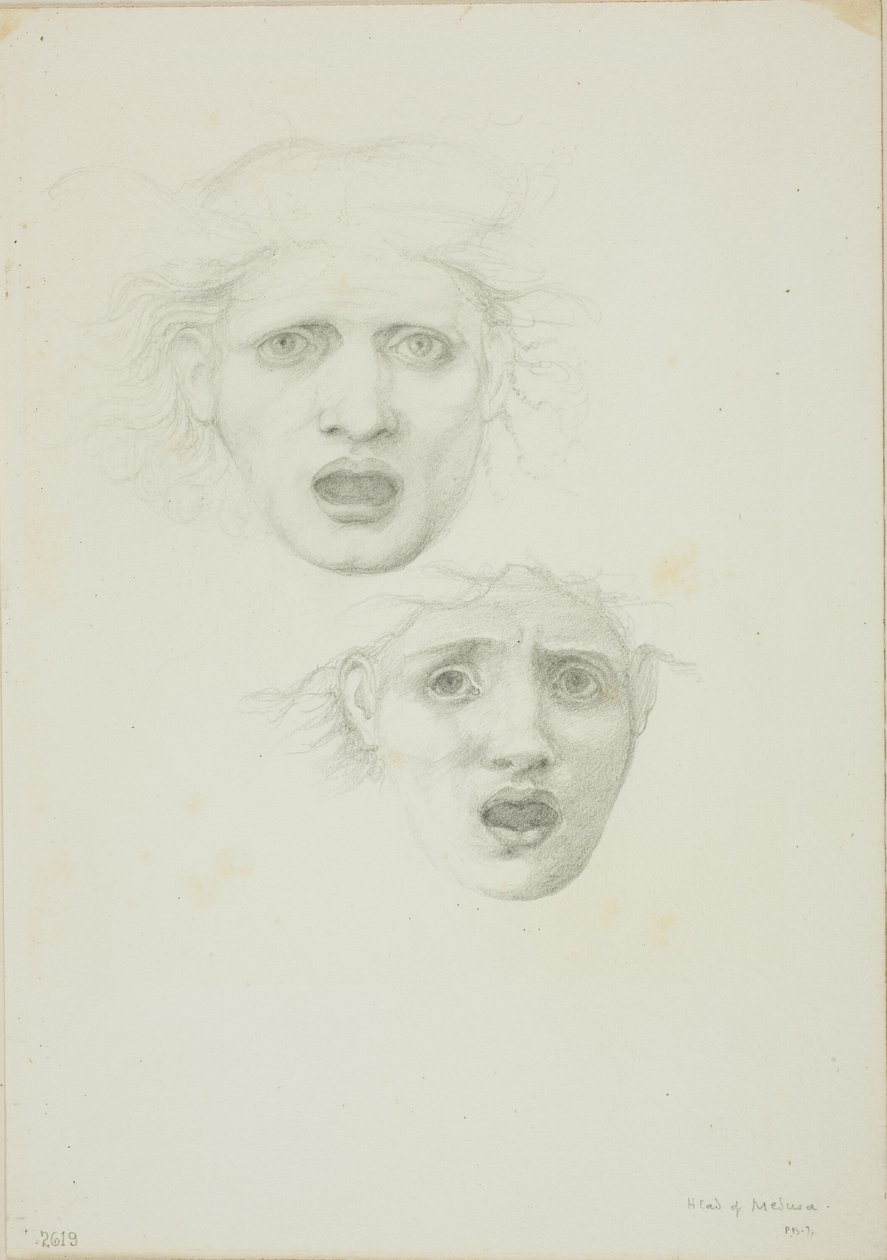Hoofd van Medusa, twee studies voor Rondanini Medusa door Sir Edward Burne Jones