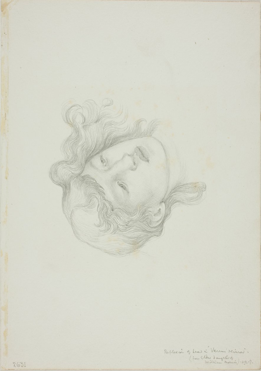 Reflectie van Hoofd, studie voor Spiegel van Venus door Sir Edward Burne Jones