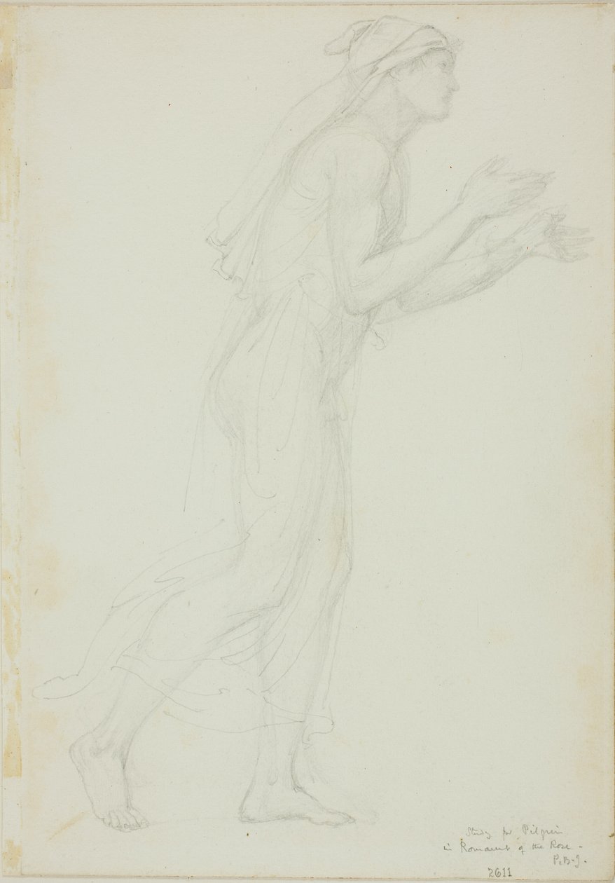 Studie voor Pelgrim in Romaunt of the Rose door Sir Edward Burne Jones