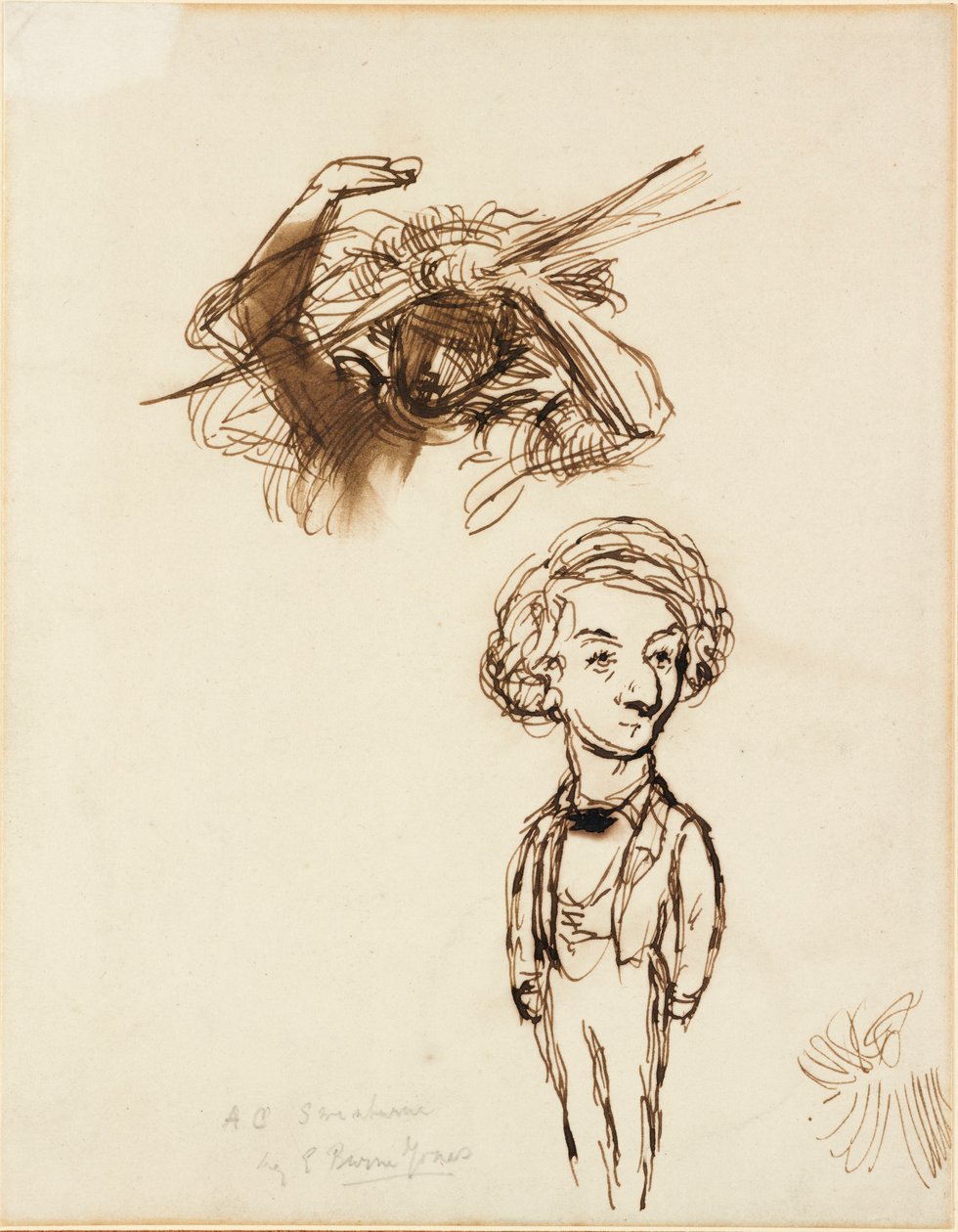 Karikatuur van Algernon Charles Swinburne door Sir Edward Coley Burne Jones