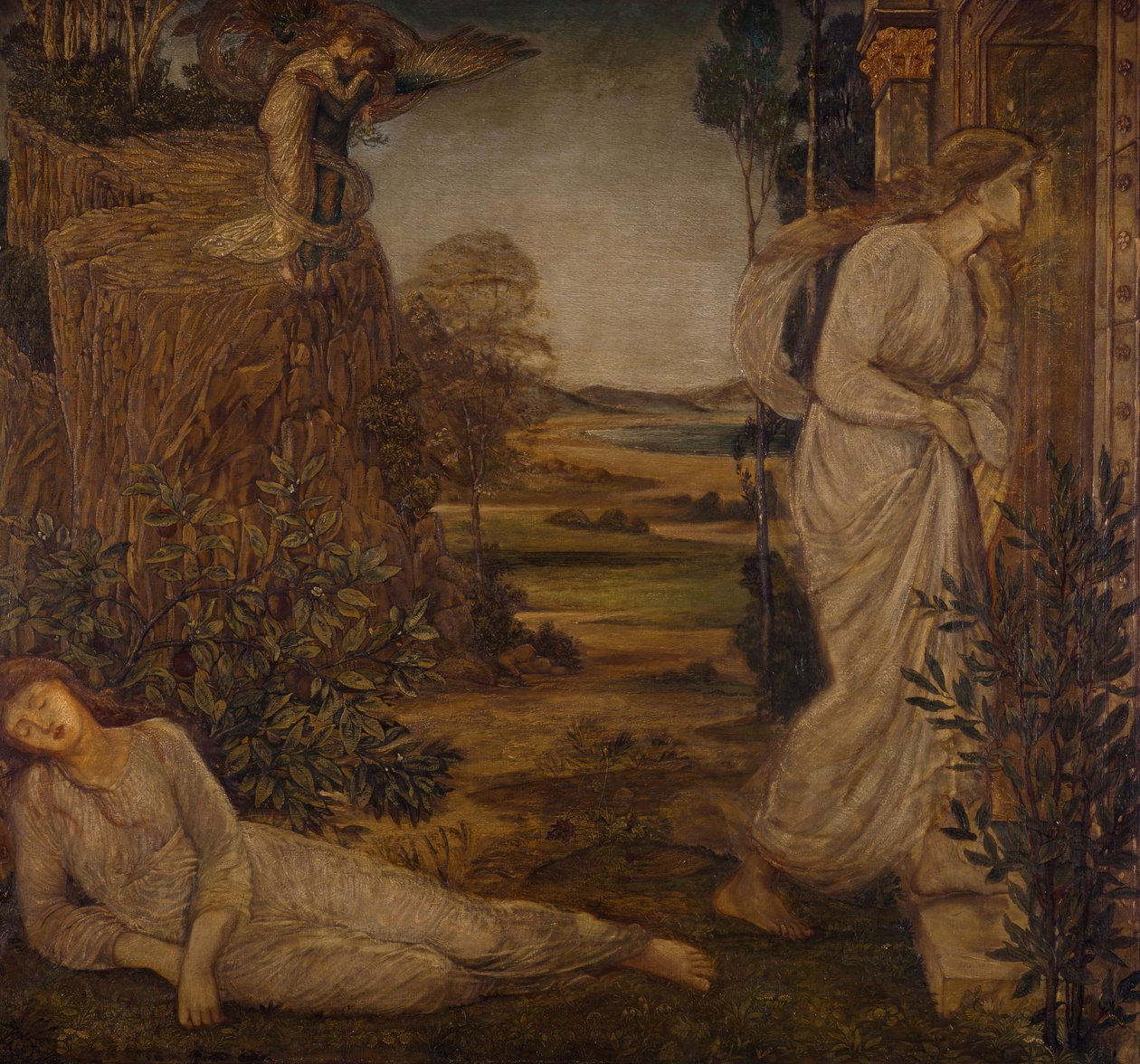Cupido en Psyche - Paleis Groene Muurschilderingen - Zephyrus Brengt Psyche naar de Berg, 1881 door Sir Edward Coley Burne Jones