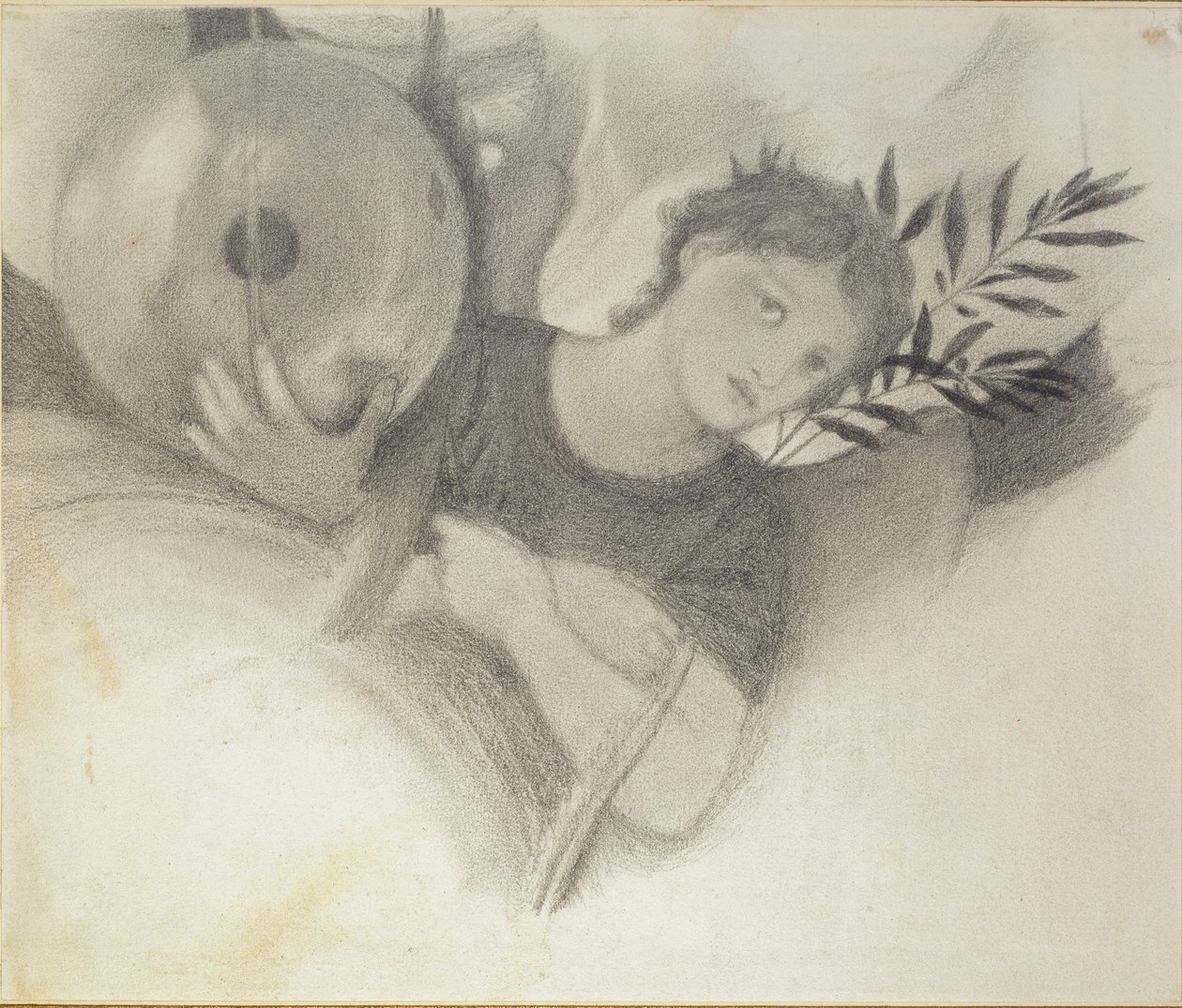 Studie voor een hoofd in De dagen van de schepping, ca. 1871-1875 door Sir Edward Coley Burne Jones