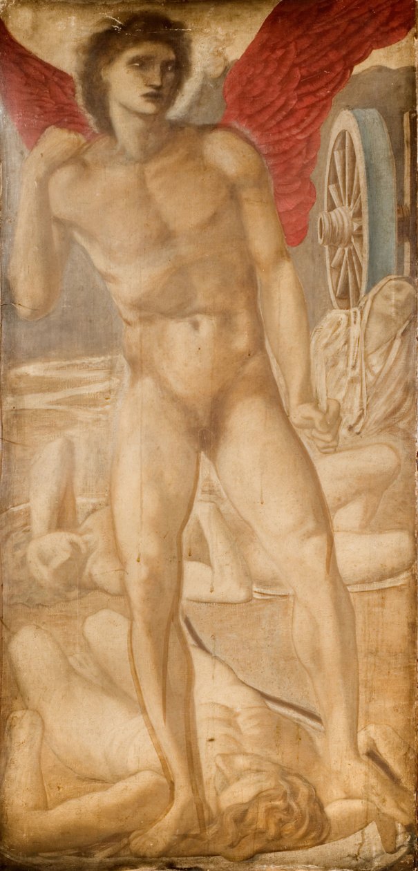 Troy Drieluik - Studie voor Liefde die Vergetelheid Onderwerpt, 1875 door Sir Edward Coley Burne Jones