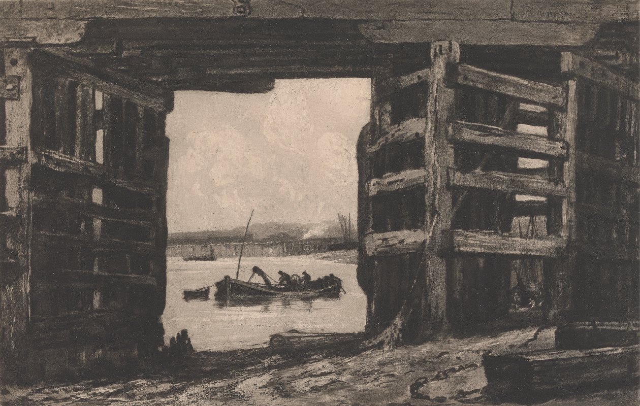Een Span van de Oude Battersea Brug door Sir Frank Short