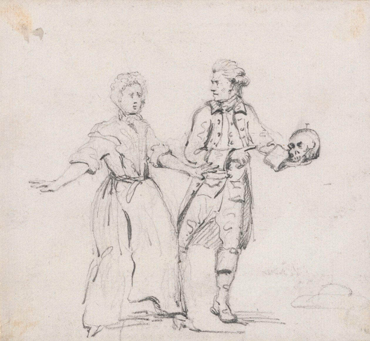 Twee Figuren met een Schedel door Sir George Howland Beaumont seventh Baronet