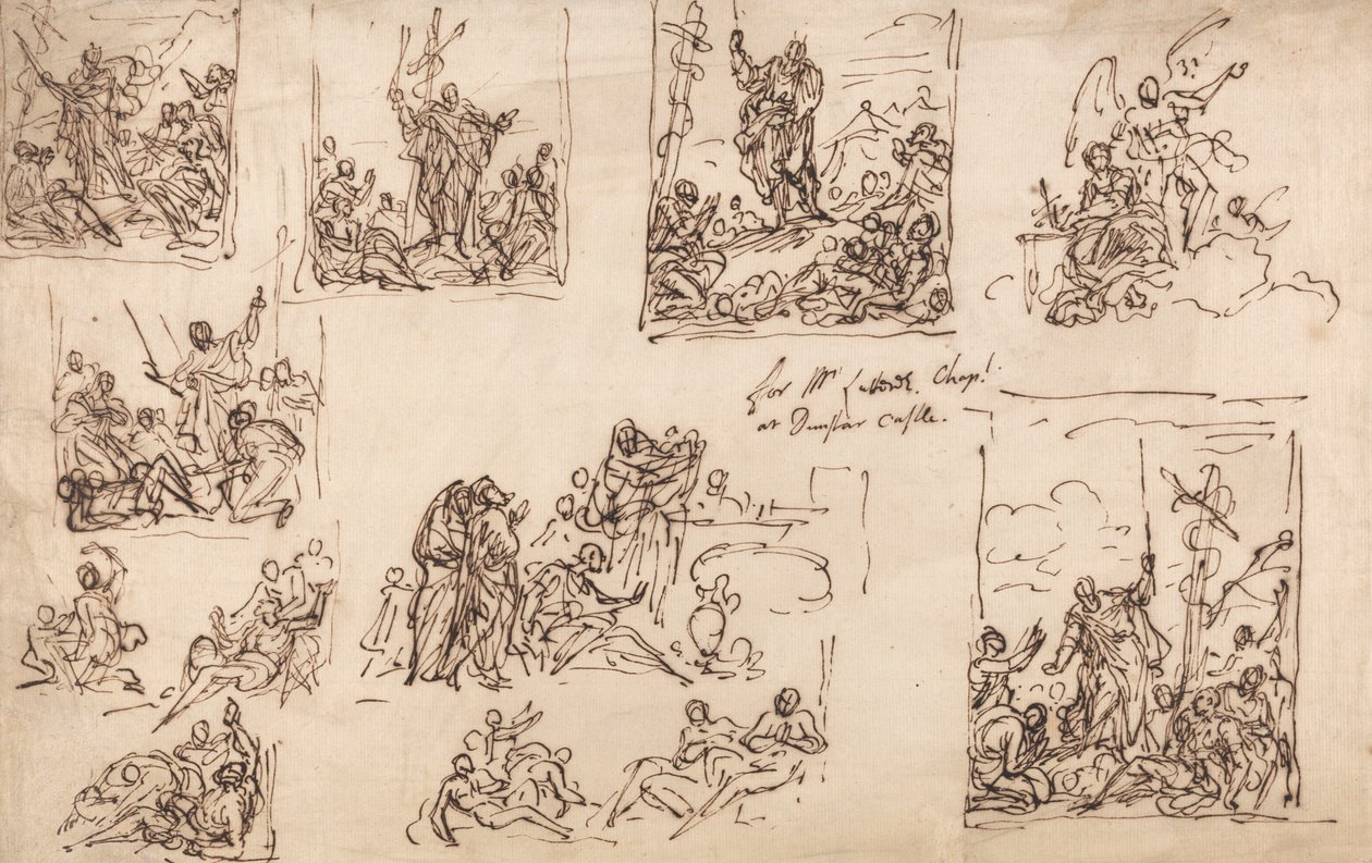 Mozes en de koperen slang - Ontwerp voor de kapel in Dunster Castle door Sir James Thornhill