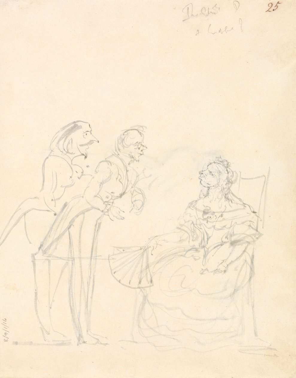 Twee Heren Praten met een Zittende Dame door Sir John Everett Millais
