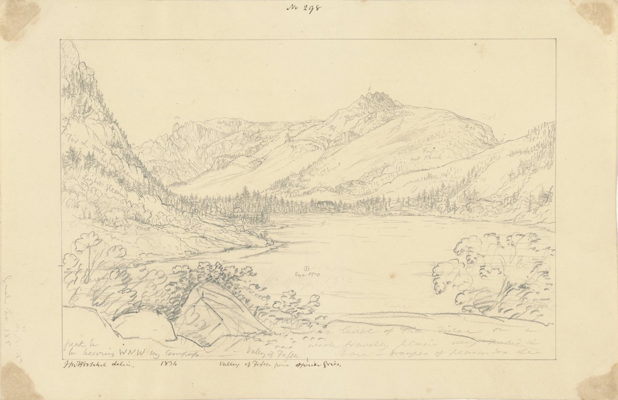 Vallei van Fassa van tegenover Gries door Sir John Frederick William Herschel