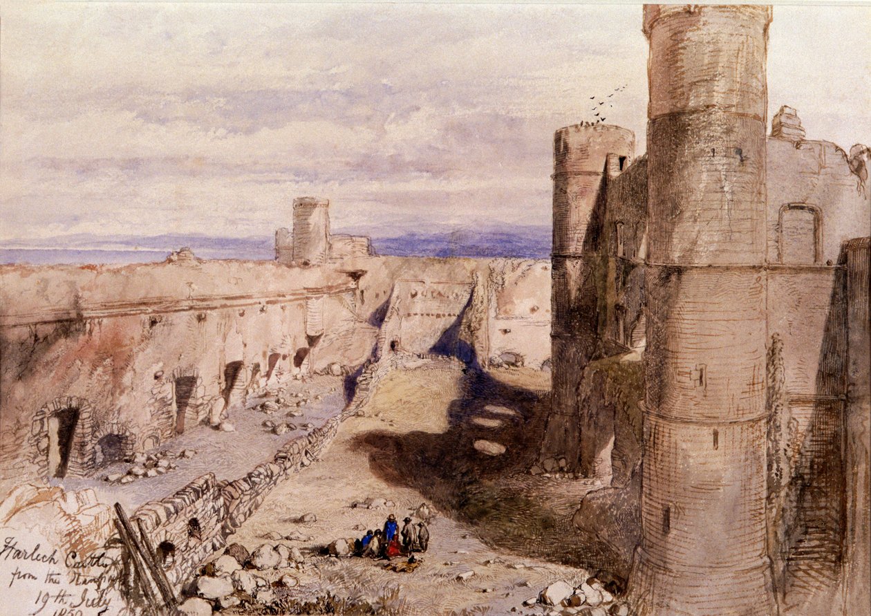 Harlech Castle vanaf de wallen, Wales door Sir John Gilbert