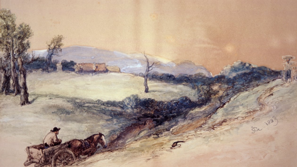 Landschap met Paard en Kar, 1883 door Sir John Gilbert