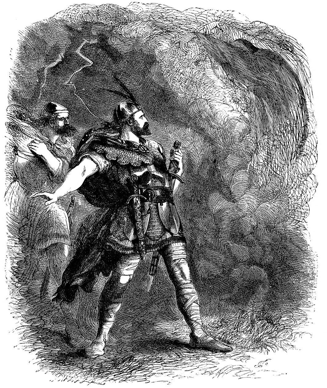 Macbeth en Banquo ontmoeten de drie heksen, 1858 door Sir John Gilbert