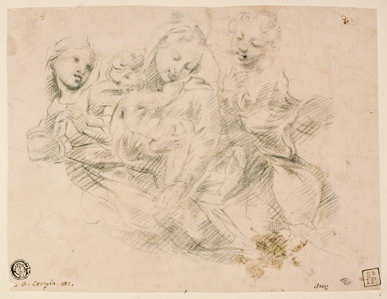 Madonna en kind met twee engelen door Sir Joshua Reynolds
