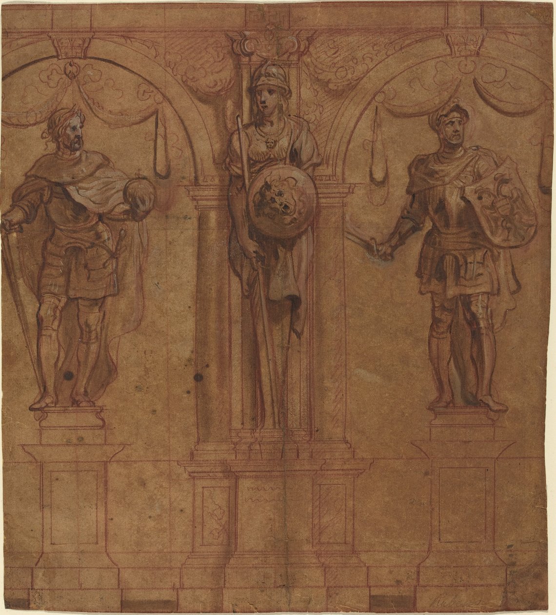 Rudolf I en Albert I met Pallas door Sir Peter Paul Rubens and Theodoor van Thulden