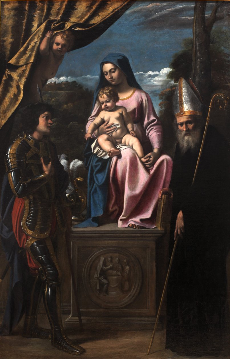 Maagd en Kind tussen Sint Benedictus en Sint Quentin door Sisto Badalocchio
