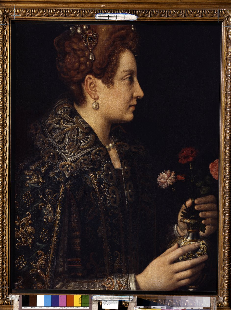 Portret van een vrouw in profiel door Sofonisba Anguissola