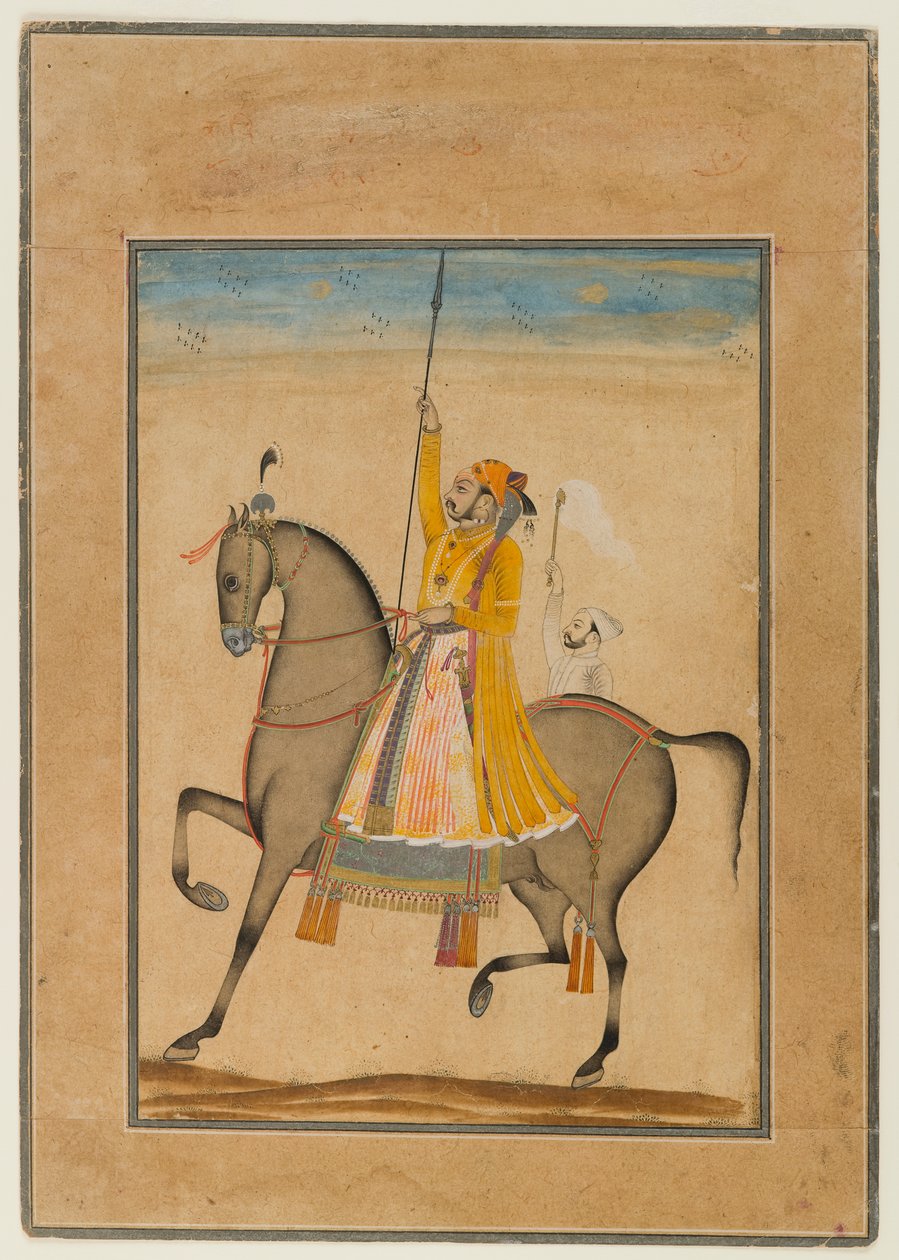 Ruiterportret van Maharaja Sujan Singh van Bikaner, 1747 door Son of Muhammad attr. to Kasam