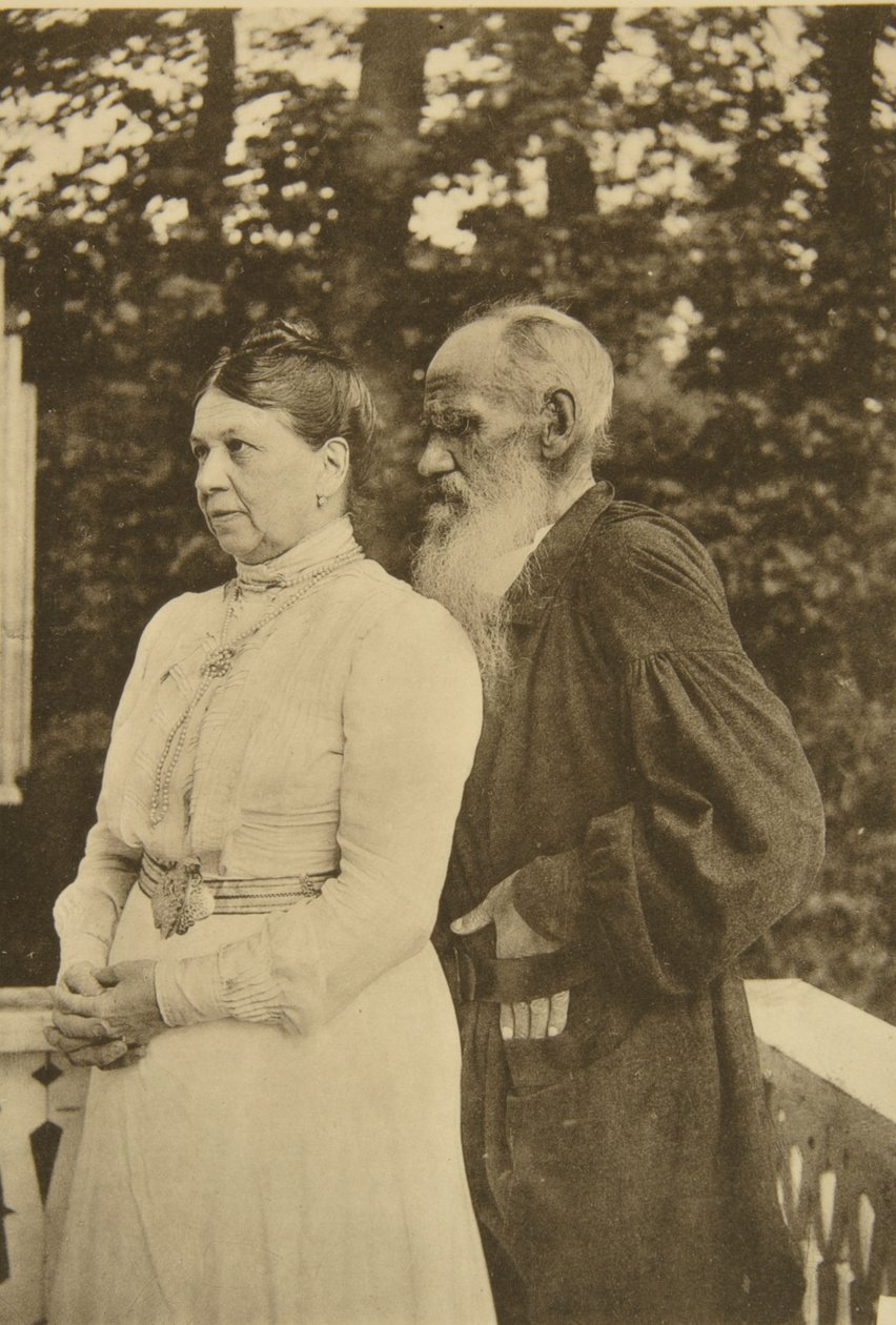 Russische auteur Leo Tolstoy en zijn vrouw, Sophia, Rusland, 1890s door Sophia Andreevna Tolstaya