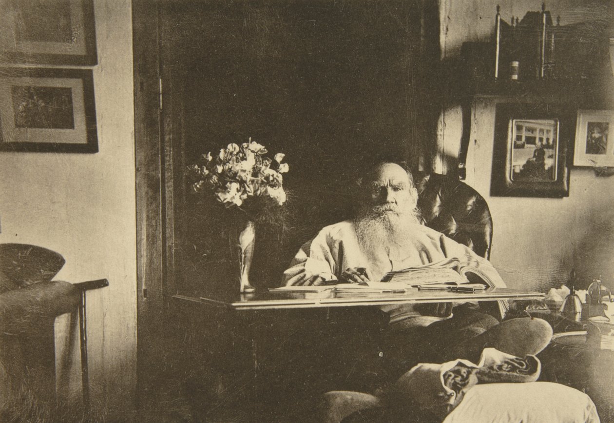 Russische auteur Leo Tolstoy met een slechte been, Rusland door Sophia Andreevna Tolstaya