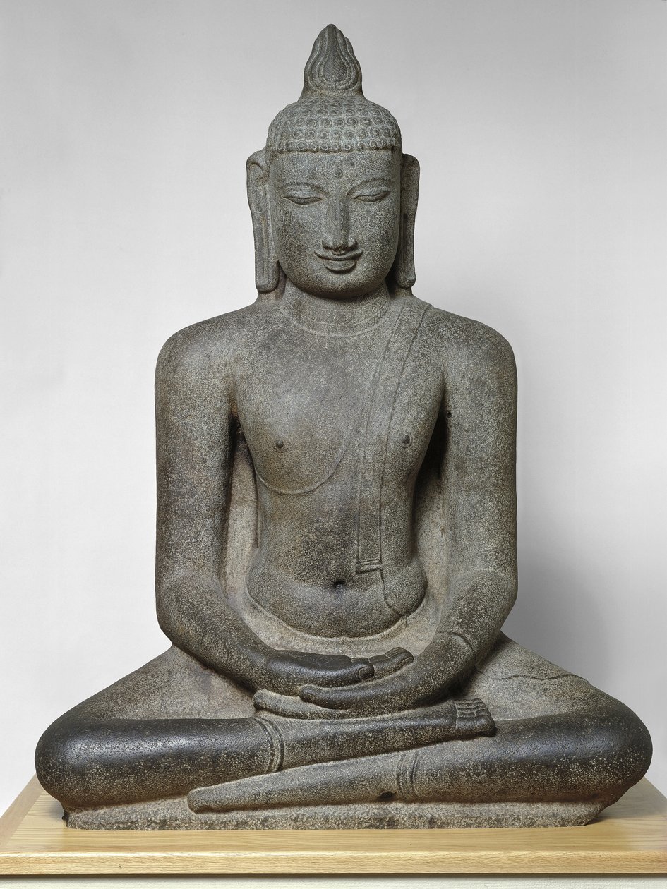 Boeddha Shakyamuni zittend in meditatie (Dhyanamudra), Chola periode, ca. 12e eeuw door South Indian School