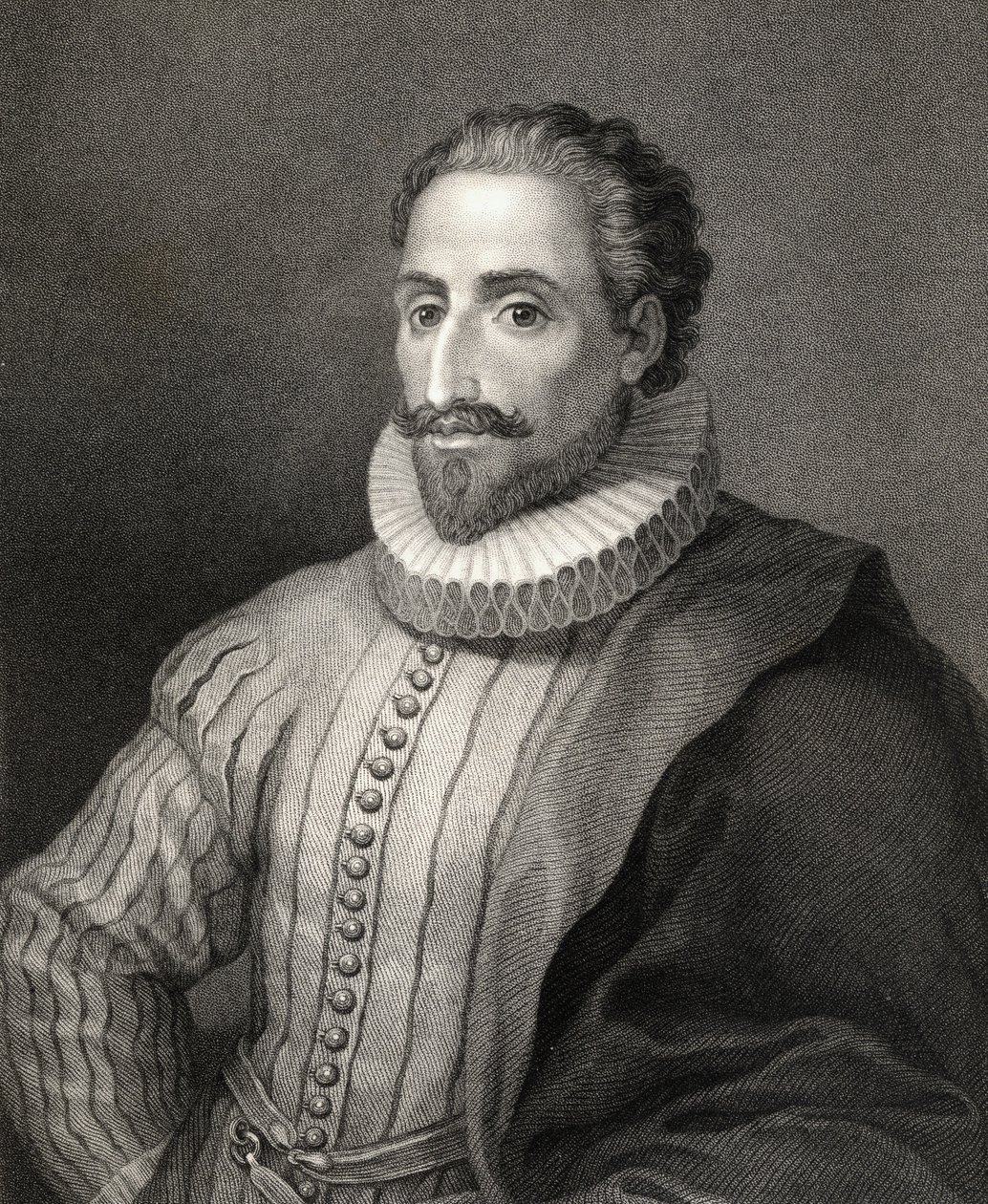 Miguel de Cervantes y Saavedra (1547-1615) door Spanish School